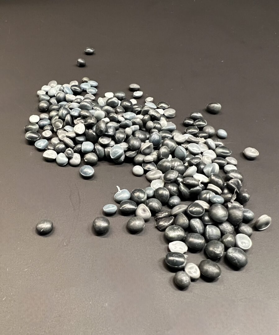 Blue green plastic raw material